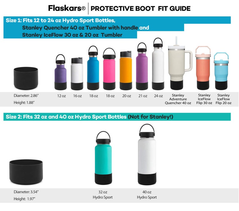 Flaskars Protective Silicone Boot for 12oz - 40 oz Hydroflask Water Bottles Anti-Slip Bottom Stanley Sleeve Cover Bumper (Black, Fits Hydroflask 12-24 OZ/Stanley 20-40 OZ) - Image 3