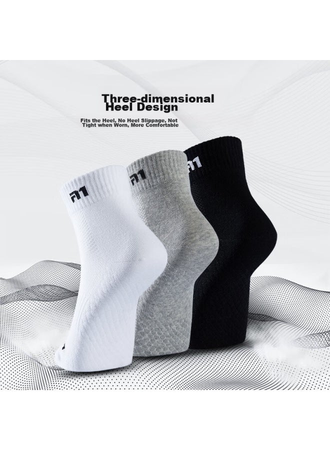 Taan Badminton Socks With Towel Bottom, Professional Running Short Socks For Men, Cotton Socks, T527 Mixed Colors, 3 Pairs - Image 2