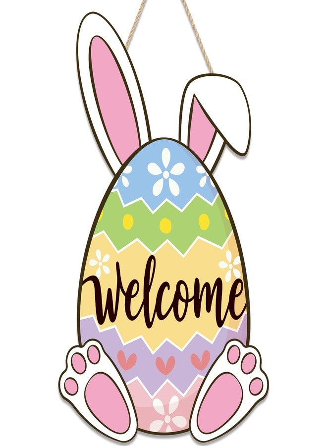 Fairooth Easter Wooden Door Sign Easter Egg Bunny Door Wreath for Front Doors Sign Cute Rabbit Ears Welcome Hanging Signs Decorations for Spring Home Farmhouse Party Indoor Outdoor Porch Hanger Wall Decor - Image 1