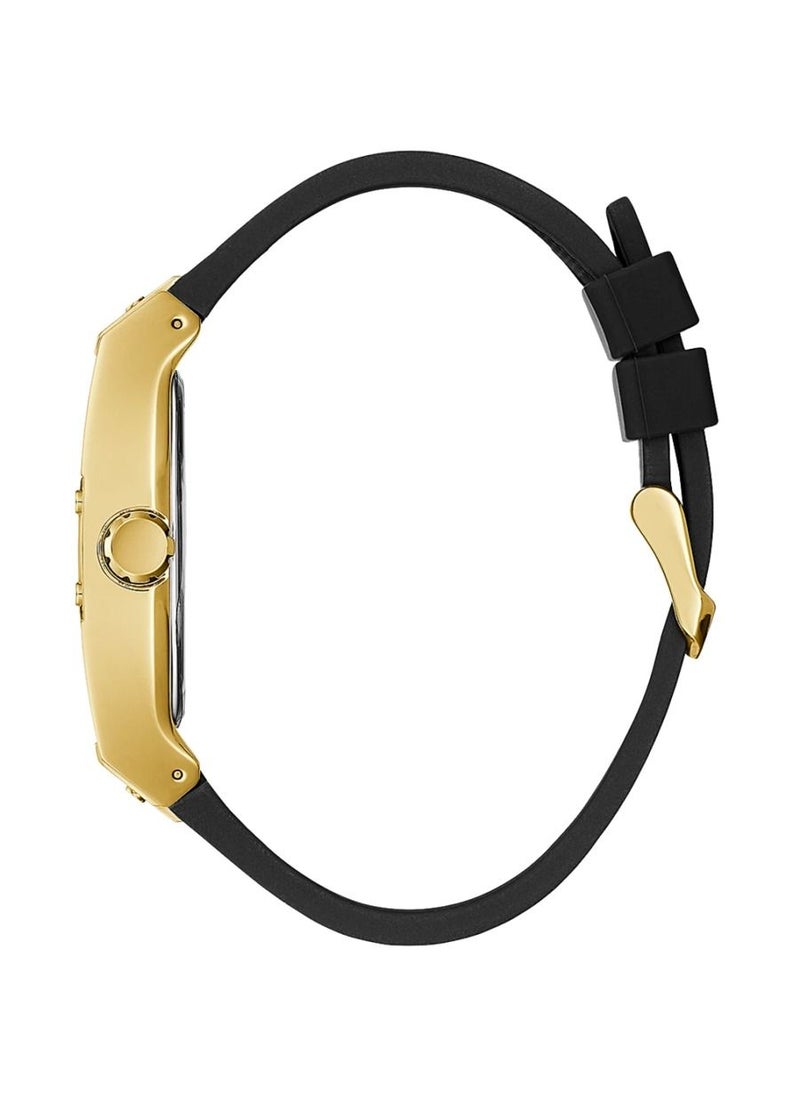 GUESS Guess Men’s Gold Tone Case Black Genuine Leather Watch GW0386G3  - Image 2