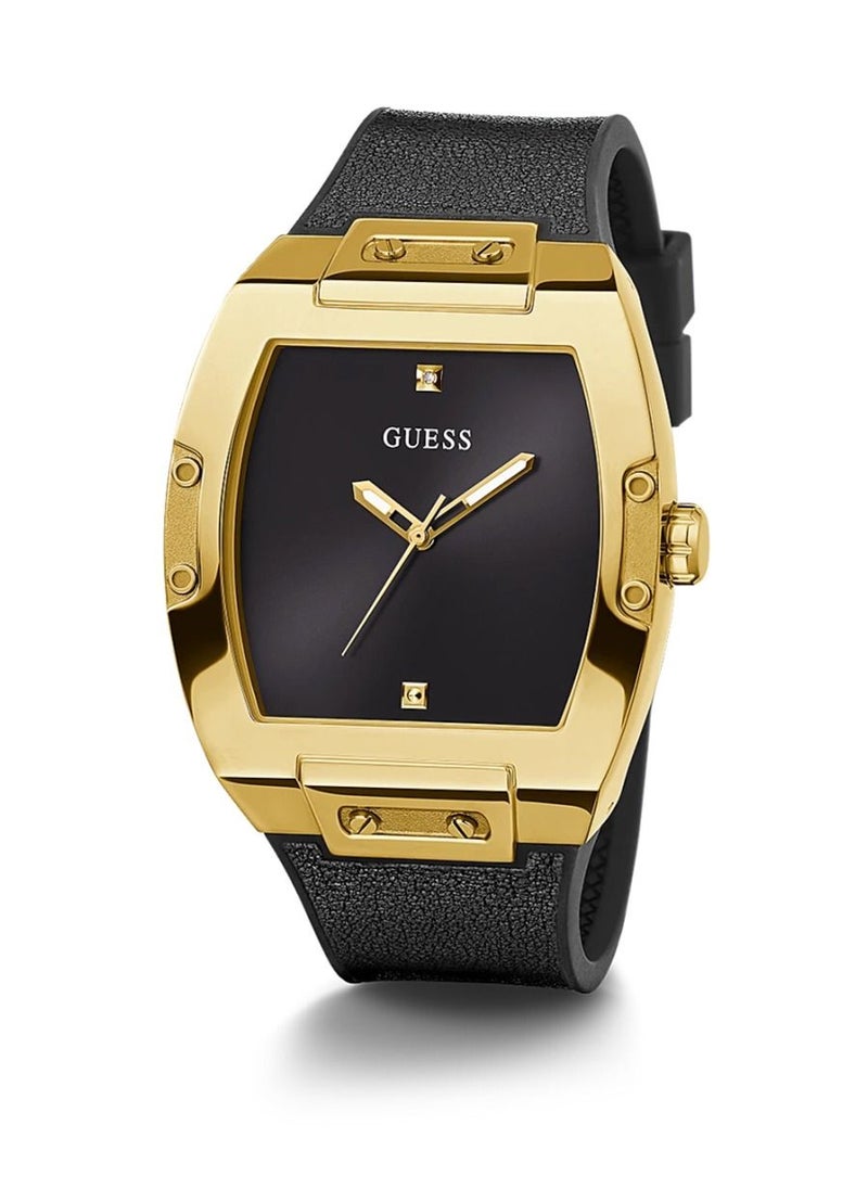 GUESS Guess Men’s Gold Tone Case Black Genuine Leather Watch GW0386G3  - Image 5