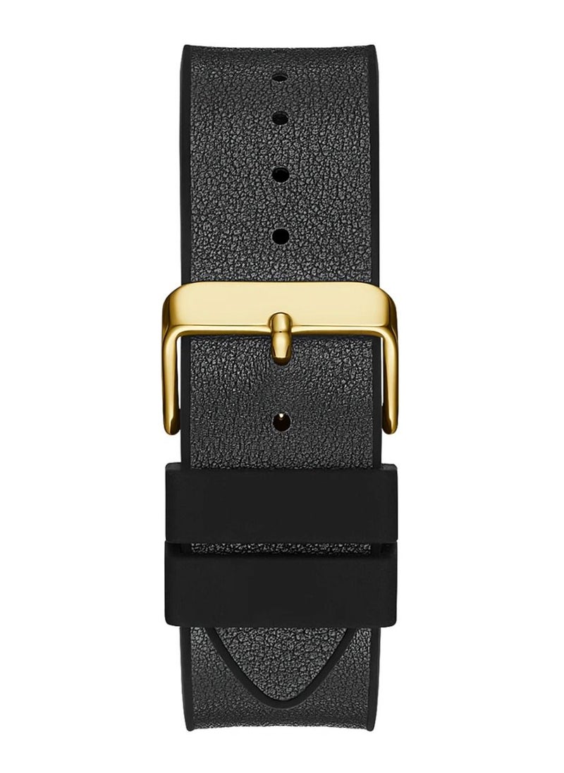 GUESS Guess Men’s Gold Tone Case Black Genuine Leather Watch GW0386G3  - Image 3