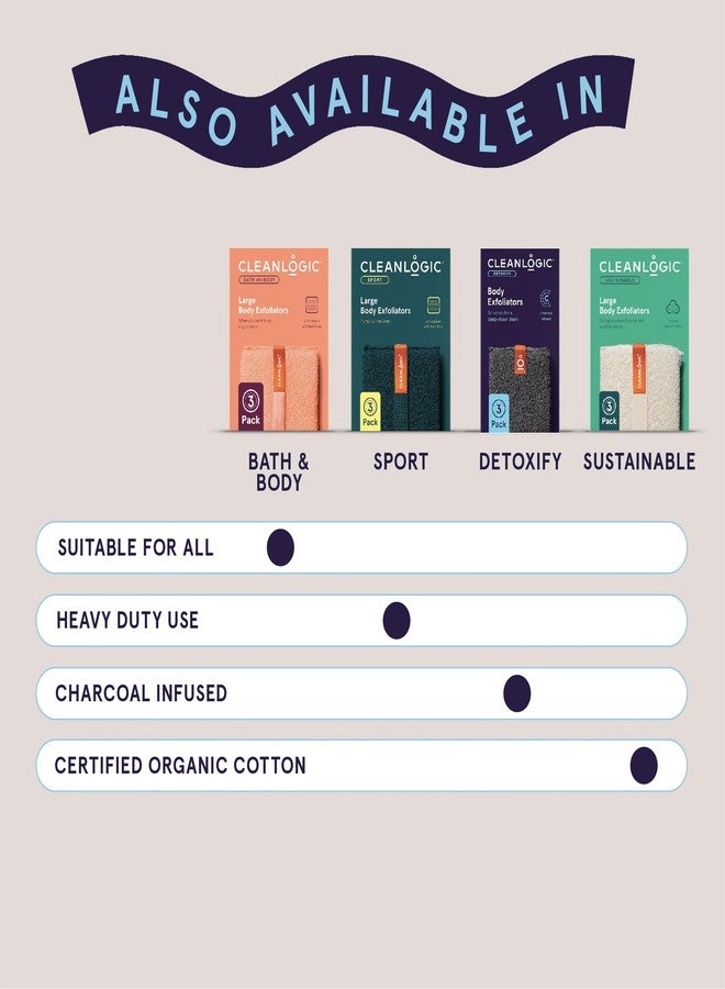 cleanlogic كلين لوجيك ديتوكسيفي منظف الفحم المنقّي مقشر الجسم، أداة تقشير قابلة لإعادة الاستخدام لبشرة ناعمة وأكثر نعومة، روتين العناية بالبشرة اليومي، عبوة قيمة 3 قطع - Image 5
