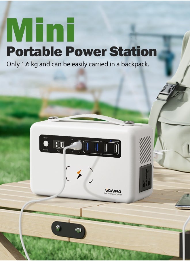 VANPA - 200W White Portable Power Station, Max 180Wh Lithium Battery Solar Powerbank With AC/DC/PD/USB Wireless Output For Camping - Image 1