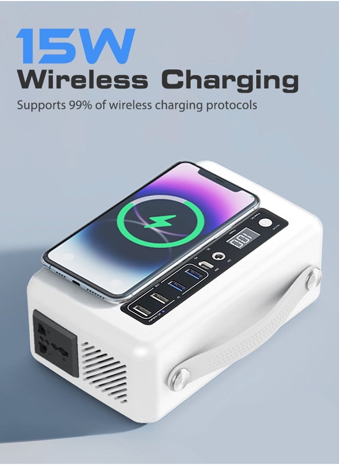 VANPA - 200W White Portable Power Station, Max 180Wh Lithium Battery Solar Powerbank With AC/DC/PD/USB Wireless Output For Camping - Image 1