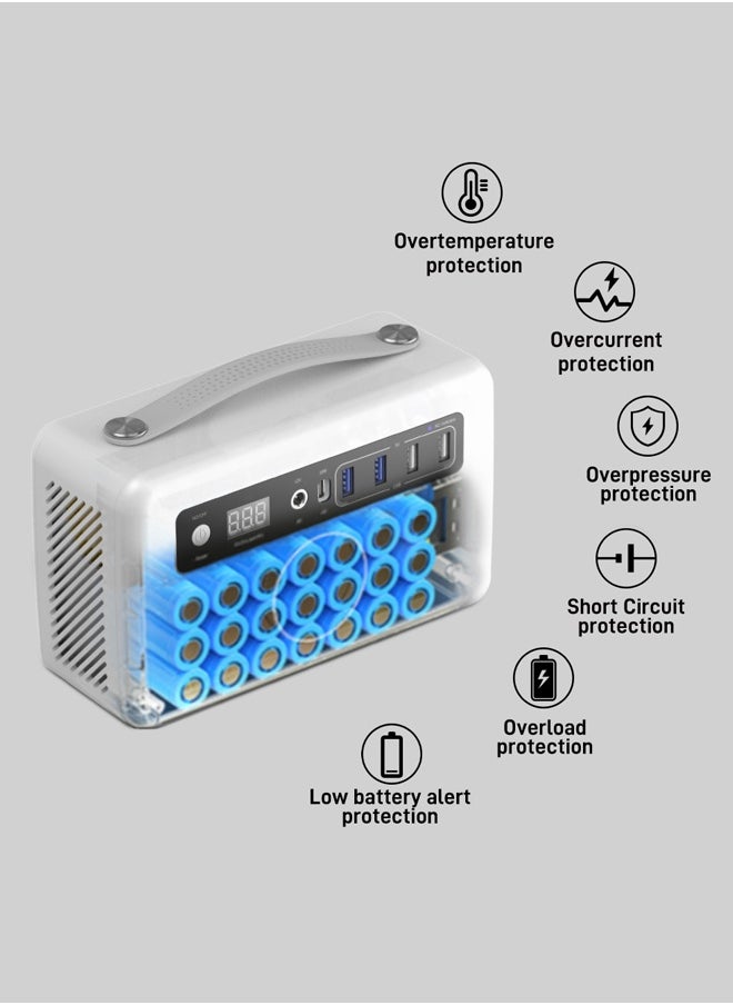 VANPA - 200W White Portable Power Station, Max 180Wh Lithium Battery Solar Powerbank With AC/DC/PD/USB Wireless Output For Camping - Image 1