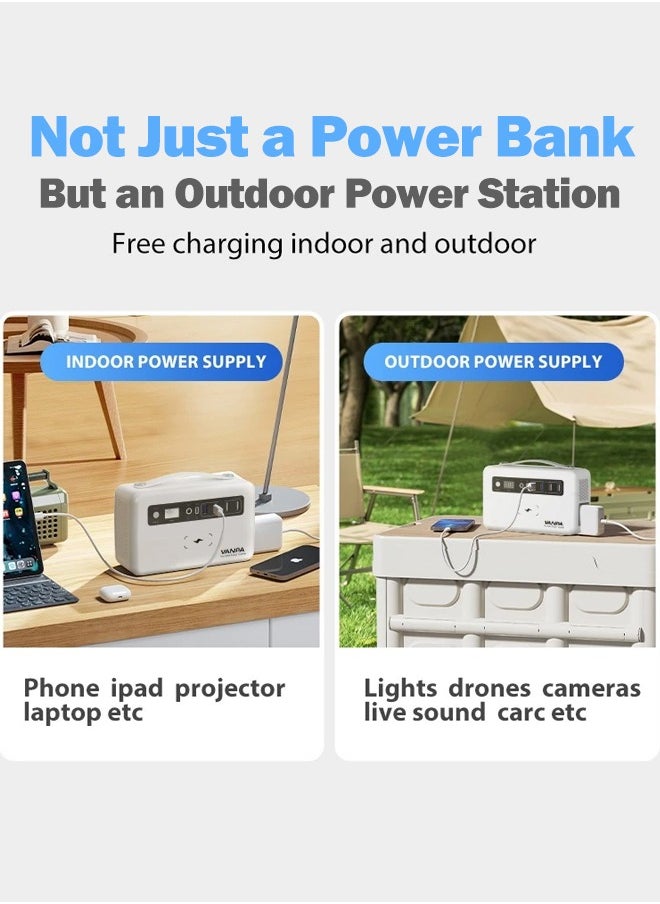 VANPA - 200W White Portable Power Station, Max 180Wh Lithium Battery Solar Powerbank With AC/DC/PD/USB Wireless Output For Camping - Image 1