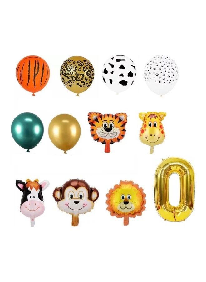 NIBEMINENT 18-Piece Number Zero Jungle Animal Theme Balloon Set - Image 2