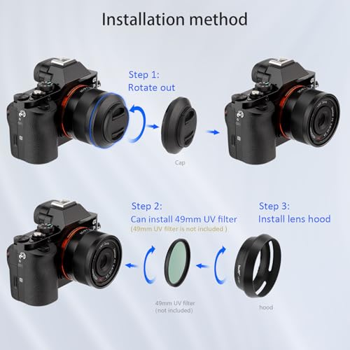 Haoge LH-SE1 Metal Lens Hood for Sony RX1 RX1R RX1R II III rx1m2 m3 Digital Camera Accessories Replaces LHP-1, Sony FE 24mm F1.8, 55mm F1.8 ZA, FE 35mm F2.8 ZA Lens - Image 4