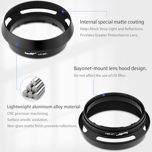 Haoge LH-SE1 Metal Lens Hood for Sony RX1 RX1R RX1R II III rx1m2 m3 Digital Camera Accessories Replaces LHP-1, Sony FE 24mm F1.8, 55mm F1.8 ZA, FE 35mm F2.8 ZA Lens - Image 5