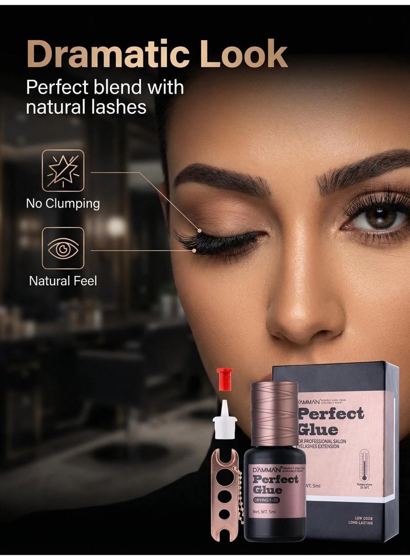 D'AMMA'N DAMMAN Eyelash Extension Glue 5 ml – Fast Drying 1–2 Seconds, Long-Lasting Hold 8–10 Weeks, Professional Use - Image 1