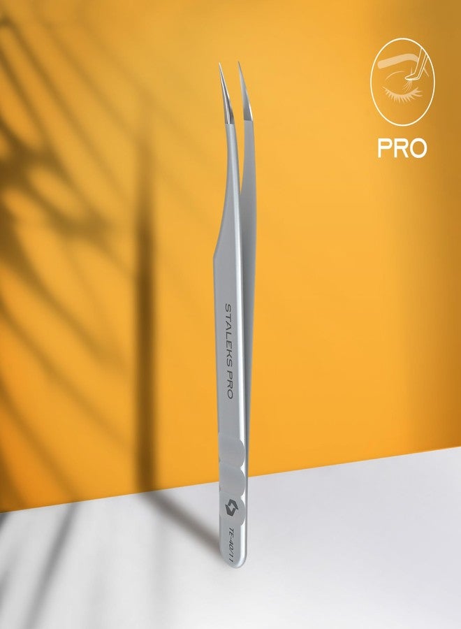 Staleks Pro Professional Eyelash Tweezers Expert 40 Type 11 - Curved - Lash Separation - Stainless Steel - Anti-Fatigue Design - Image 3