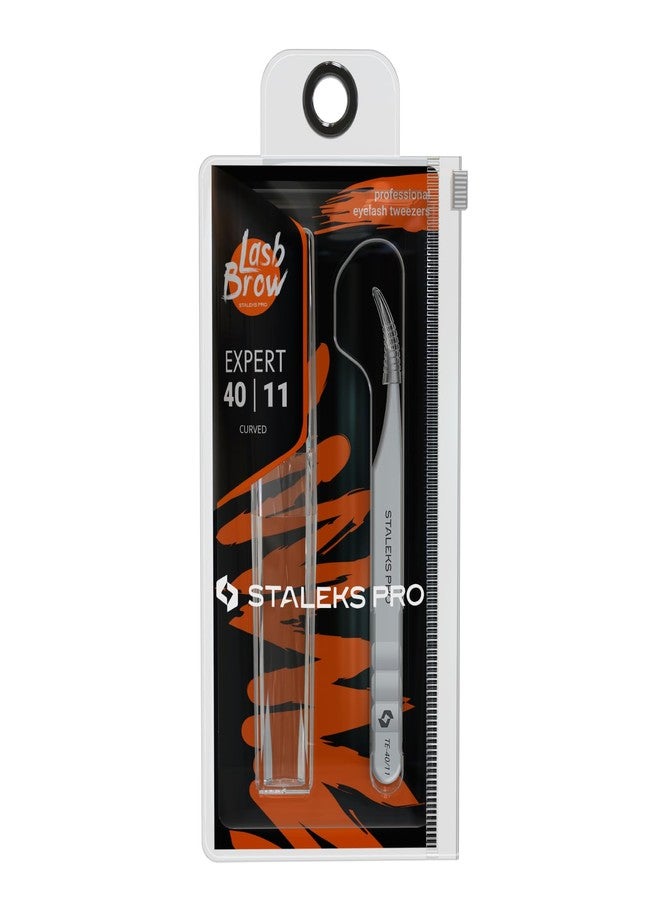 Staleks Pro Professional Eyelash Tweezers Expert 40 Type 11 - Curved - Lash Separation - Stainless Steel - Anti-Fatigue Design - Image 2
