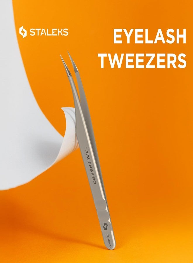 Staleks Pro Professional Eyelash Tweezers Expert 40 Type 11 - Curved - Lash Separation - Stainless Steel - Anti-Fatigue Design - Image 4