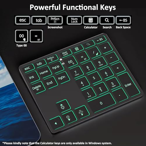LINKEET Tri-Mode Aluminum Numpad 7-Color LED Backlit, BT5.0/USB/2.4G Wireless Rechargeable Number Pad 35-Key Scissor Switches Light Up Keycaps for PC/Laptop/Win/Mac, Grey Black - Image 5