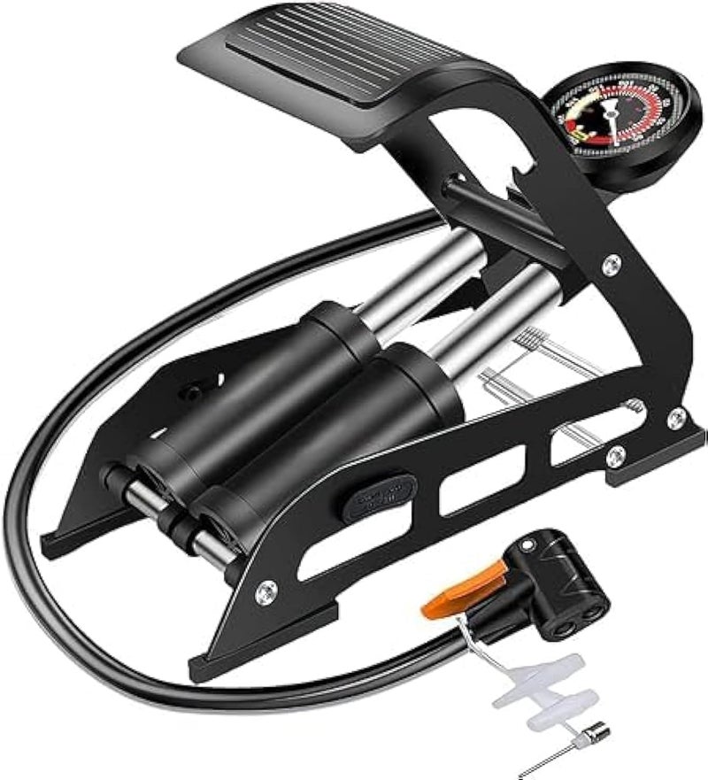 AQ AQSON AQSON Double Barrel Bike Floor Foot Pump - Image 1