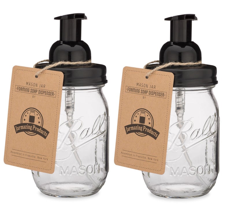 Jarmazing Products Mason Jar Foaming Soap Dispenser - Black - with 16 Ounce Ball Mason Jar - Two Pack! - Image 3