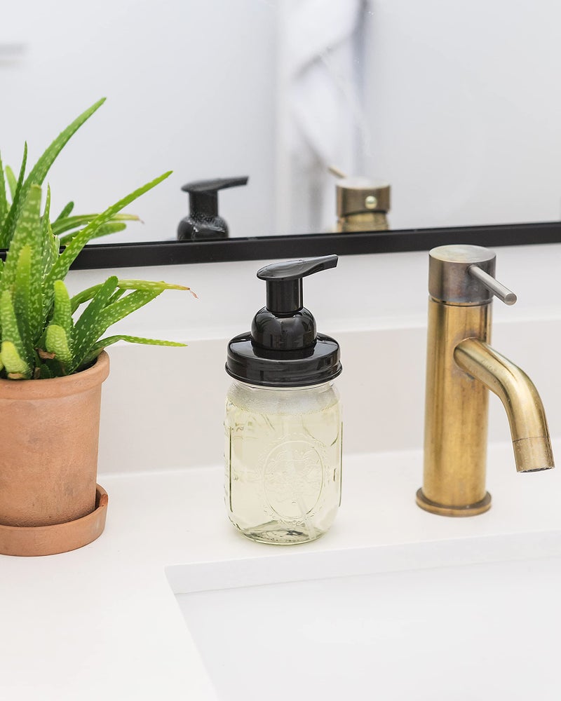 Jarmazing Products Mason Jar Foaming Soap Dispenser - Black - with 16 Ounce Ball Mason Jar - Two Pack! - Image 5