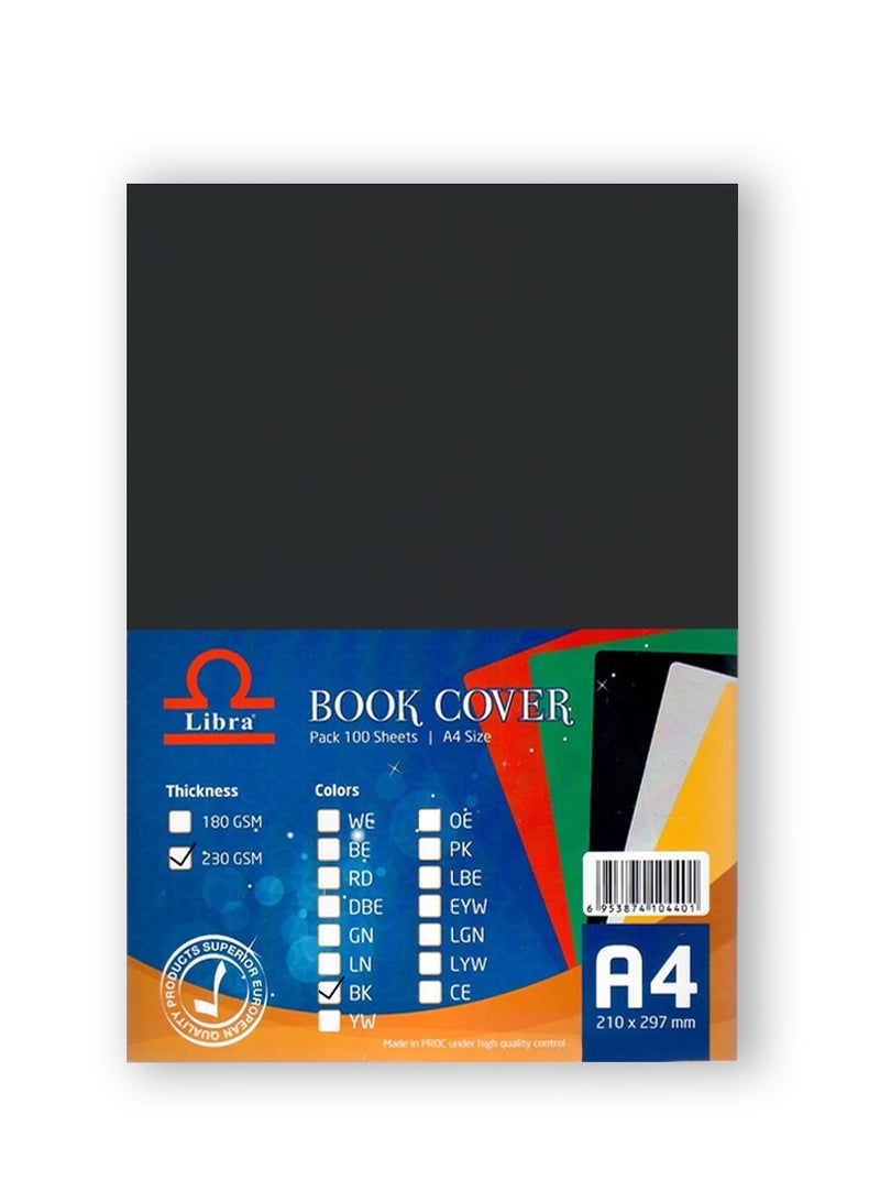 Libra Book cover Embossed Leather Board A4 230gsm Black 100 Sheets - Image 1