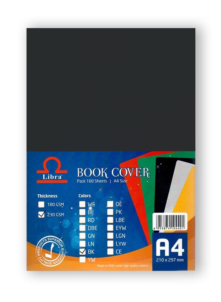 Libra Book cover Embossed Leather Board A4 230gsm Black 100 Sheets - Image 2