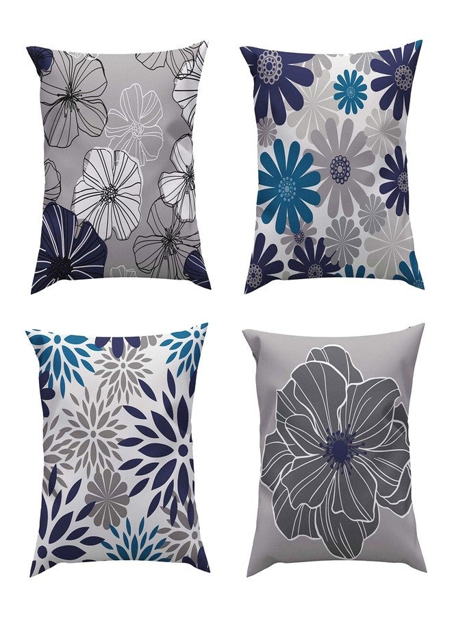 ROCK CLOUD Blue Pillow Covers 18" x 18" Set of 4 Decorative Throw Pillow Cover for Couch Modern Pillow Cases for Living Room Cushion Bed Outdoor Car Gray and Blue Home Decor - Image 1