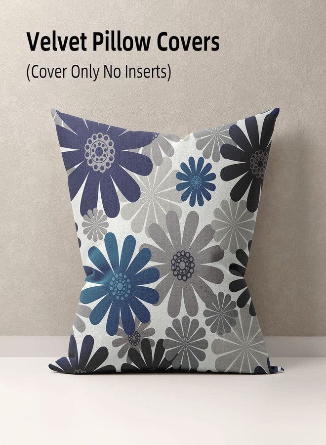 ROCK CLOUD Blue Pillow Covers 18" x 18" Set of 4 Decorative Throw Pillow Cover for Couch Modern Pillow Cases for Living Room Cushion Bed Outdoor Car Gray and Blue Home Decor - Image 4