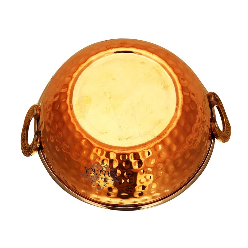 Taluka 7 x 29 Inches Approx Hammered Copper Kadhai Steel Inside Capacity 700 ML Restaurant Ware Hotel Ware Home Ware Gift Item 700 ML - Image 3