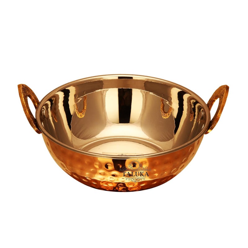 Taluka 7 x 29 Inches Approx Hammered Copper Kadhai Steel Inside Capacity 700 ML Restaurant Ware Hotel Ware Home Ware Gift Item 700 ML - Image 2