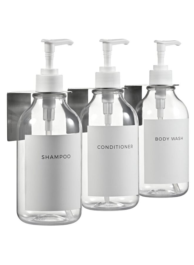 موزع شامبو وبلسم مع حامل حائط (أبيض) - Image 1