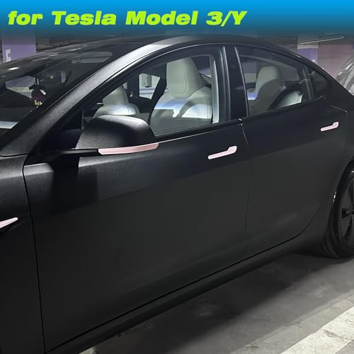 XTnueotr Door Handle Cover for Tesla Model Y/3, Door Handle Decoration Cover Trim fit for Tesla Model 3/Y Exterior Accessories (Pink) - Image 5
