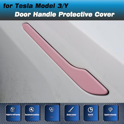 XTnueotr Door Handle Cover for Tesla Model Y/3, Door Handle Decoration Cover Trim fit for Tesla Model 3/Y Exterior Accessories (Pink) - Image 4