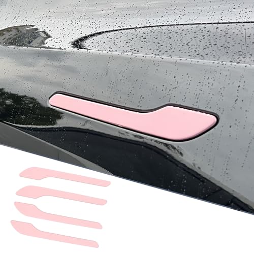 XTnueotr Door Handle Cover for Tesla Model Y/3, Door Handle Decoration Cover Trim fit for Tesla Model 3/Y Exterior Accessories (Pink) - Image 1