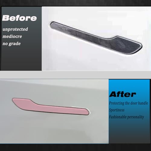 XTnueotr Door Handle Cover for Tesla Model Y/3, Door Handle Decoration Cover Trim fit for Tesla Model 3/Y Exterior Accessories (Pink) - Image 3