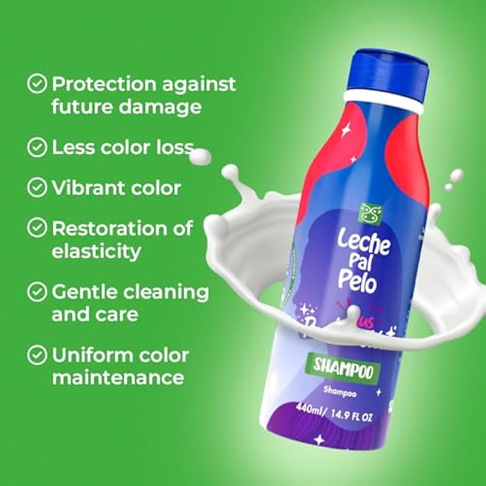 Leche Pal Pelo Protection Plus - Shampoo - Sulfate Free Shampoo for Color Treated Hair - Gentle Cleansing with Rice and Quinoa protein - 14.9 oz - Image 4