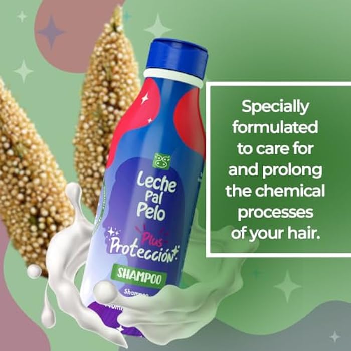 Leche Pal Pelo Protection Plus - Shampoo - Sulfate Free Shampoo for Color Treated Hair - Gentle Cleansing with Rice and Quinoa protein - 14.9 oz - Image 2