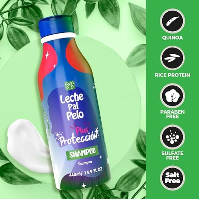 Leche Pal Pelo Protection Plus - Shampoo - Sulfate Free Shampoo for Color Treated Hair - Gentle Cleansing with Rice and Quinoa protein - 14.9 oz - Image 3