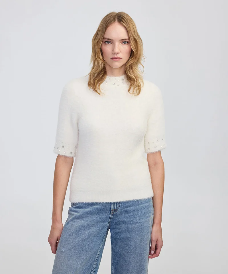 Ipekyol Embellished Soft Knit Top