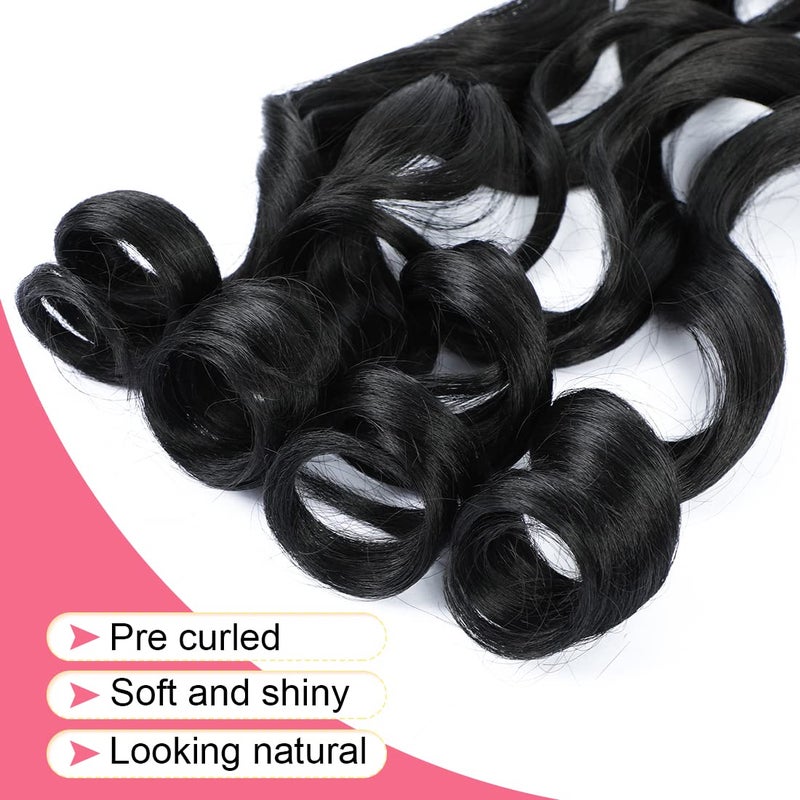 WIPPORYA 6 Packs French Curl Braiding Hair 18 Inch Loose Wave Bouncy Braiding Hair Pre Stretched 100g/pack Yaki Curly Crochet hair for Black Women Hair Extensions (1B) - Image 5