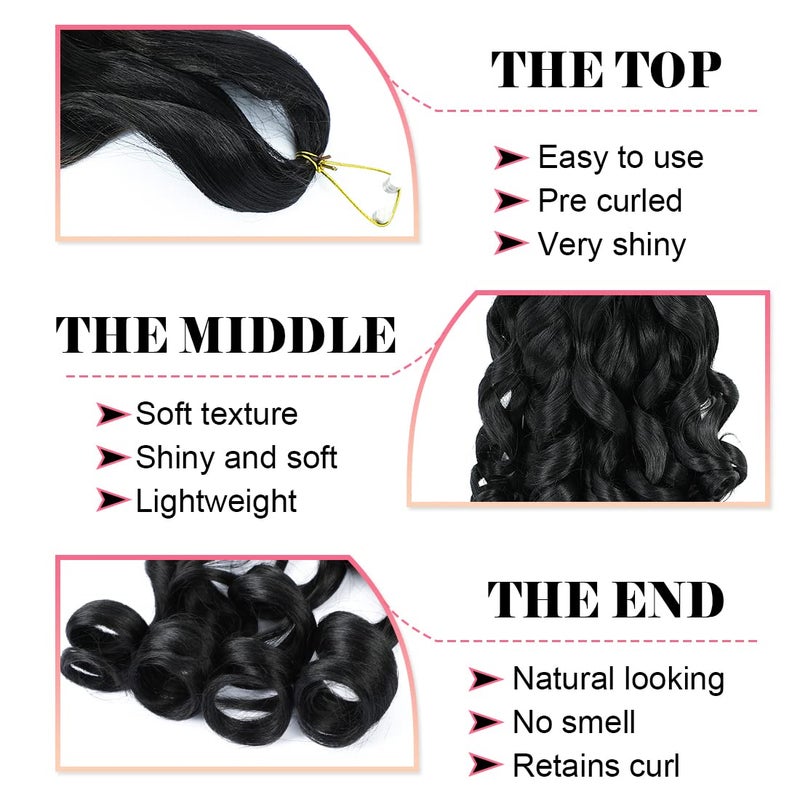 WIPPORYA 6 Packs French Curl Braiding Hair 18 Inch Loose Wave Bouncy Braiding Hair Pre Stretched 100g/pack Yaki Curly Crochet hair for Black Women Hair Extensions (1B) - Image 4