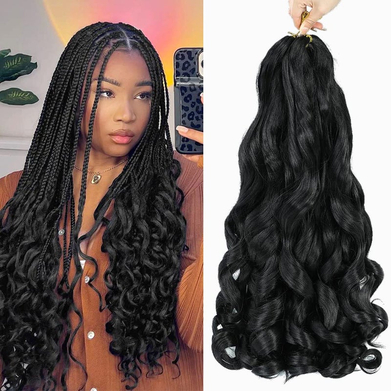 WIPPORYA 6 Packs French Curl Braiding Hair 18 Inch Loose Wave Bouncy Braiding Hair Pre Stretched 100g/pack Yaki Curly Crochet hair for Black Women Hair Extensions (1B) - Image 1