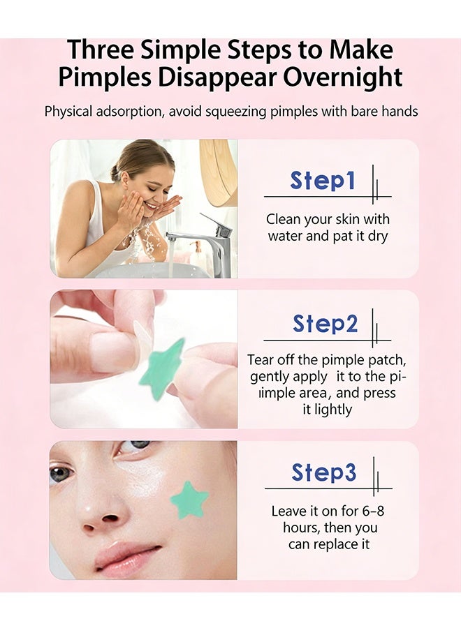 جي دي 12 ورقة من لصقات حب الشباب اللطيفة على شكل نجمة، أغطية ملونة من مادة الهيدروكولويد لحب الشباب للوجه، تمتص السوائل وتقلل الاحمرار للوجه والبشرة لتغطية حب الشباب والعيوب (240 لصقة) - Image 3