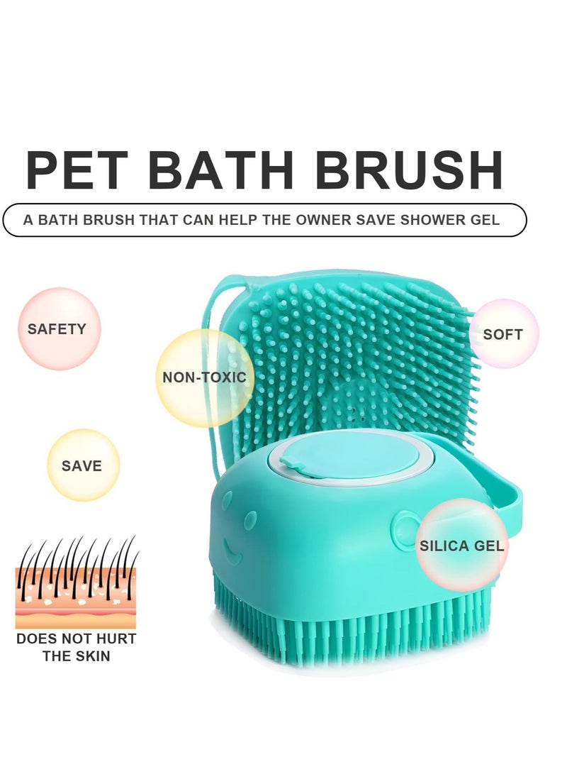 مارك ستور فرشاة حمام الحيوانات الأليفة بشعيرات سيليكون ناعمة، فرشاة تنظيف 2 في 1 للكلاب والقطط، موزع شامبو، تدليك لطيف، سهلة التنظيف، قبضة غير قابلة للانزلاق - Image 3