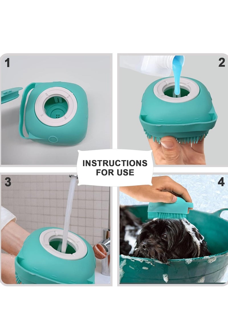 مارك ستور فرشاة حمام الحيوانات الأليفة بشعيرات سيليكون ناعمة، فرشاة تنظيف 2 في 1 للكلاب والقطط، موزع شامبو، تدليك لطيف، سهلة التنظيف، قبضة غير قابلة للانزلاق - Image 5