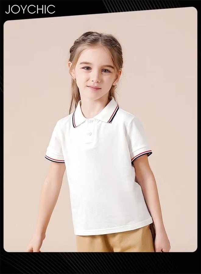 Joychic Summer Classic Cotton Skin-friendly Short Sleeve Breathable T-Shirt Polo Shirt School Uniform for Kids - Image 1