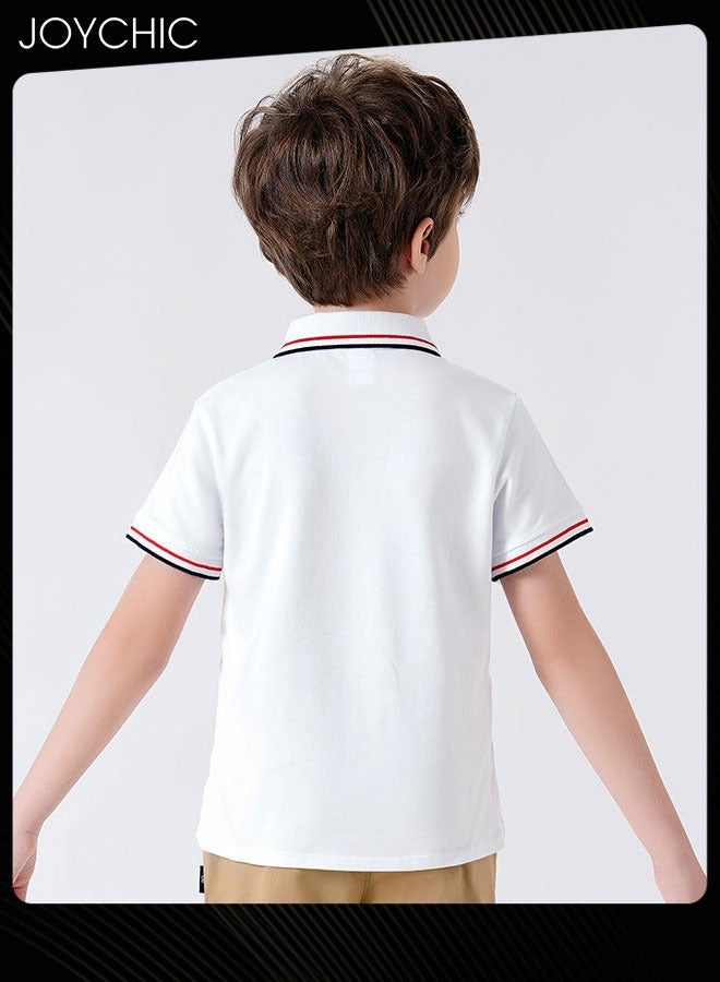 Joychic Summer Classic Cotton Skin-friendly Short Sleeve Breathable T-Shirt Polo Shirt School Uniform for Kids - Image 2