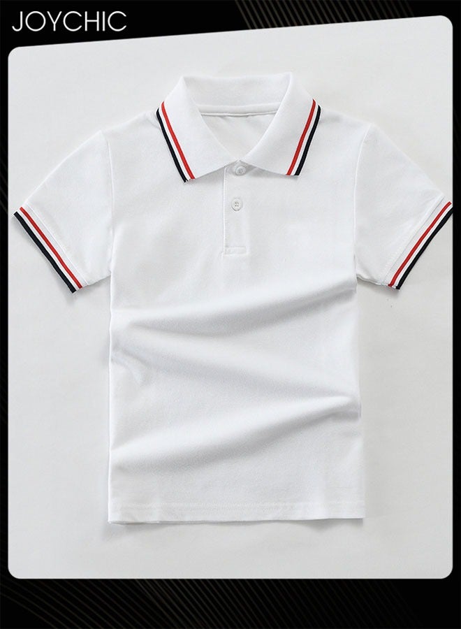 Joychic Summer Classic Cotton Skin-friendly Short Sleeve Breathable T-Shirt Polo Shirt School Uniform for Kids - Image 3