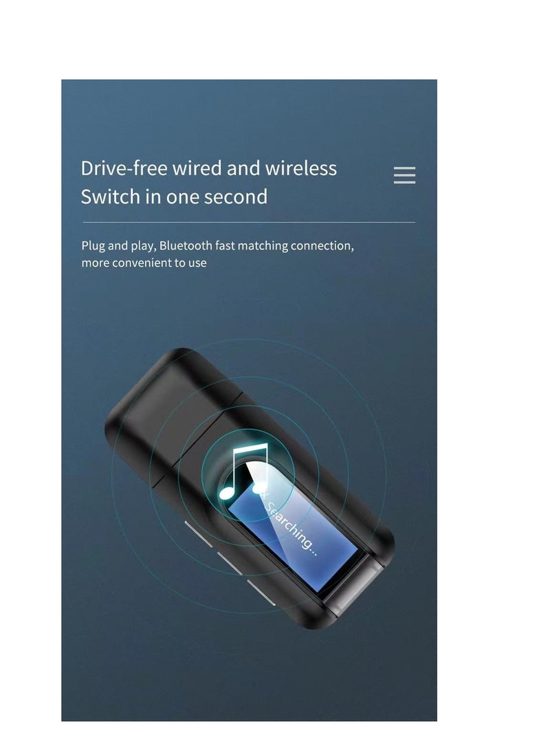 SYOSI USB Bluetooth 5.0 Transmitter Receiver for TV, Portable Wireless Bluetooth Adapter, 3.5mm Jack Audio Bluetooth Transmitter for PC, Sound Card, Car, Headphones, Speakers - Image 2