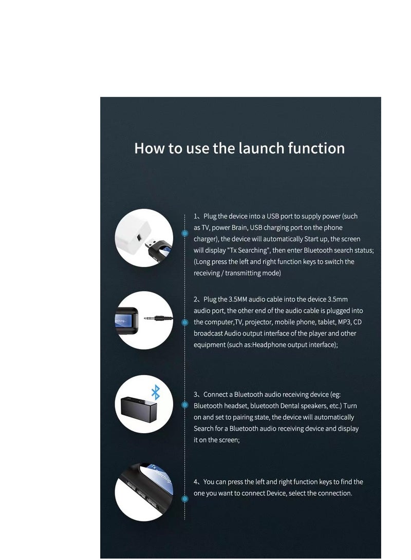 SYOSI USB Bluetooth 5.0 Transmitter Receiver for TV, Portable Wireless Bluetooth Adapter, 3.5mm Jack Audio Bluetooth Transmitter for PC, Sound Card, Car, Headphones, Speakers - Image 3