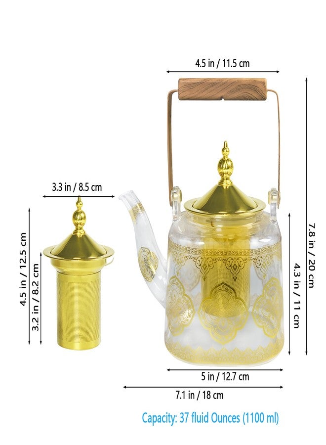 dingdaer Glass Teapot Stovetop 36 OZ/1100ml, Borosilicate Clear Tea Kettle, Tea pot with Removable Stainless Steel Infuser, Flower teaTea Leaf Teapot Maker Tea Brewer for Camping, Travel, Square - Image 3