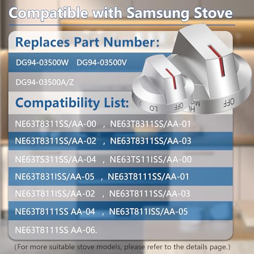 EIOLWJIEO DG94-03500A/Z for Samsung Electric Stove Knob Replacement, DG94-03500V DG94-03500W Knobs Compatible with Samung Electric Range NE63T8111SS/AA NE63T8311SS/AA NE63T8751SS/AA - Image 3